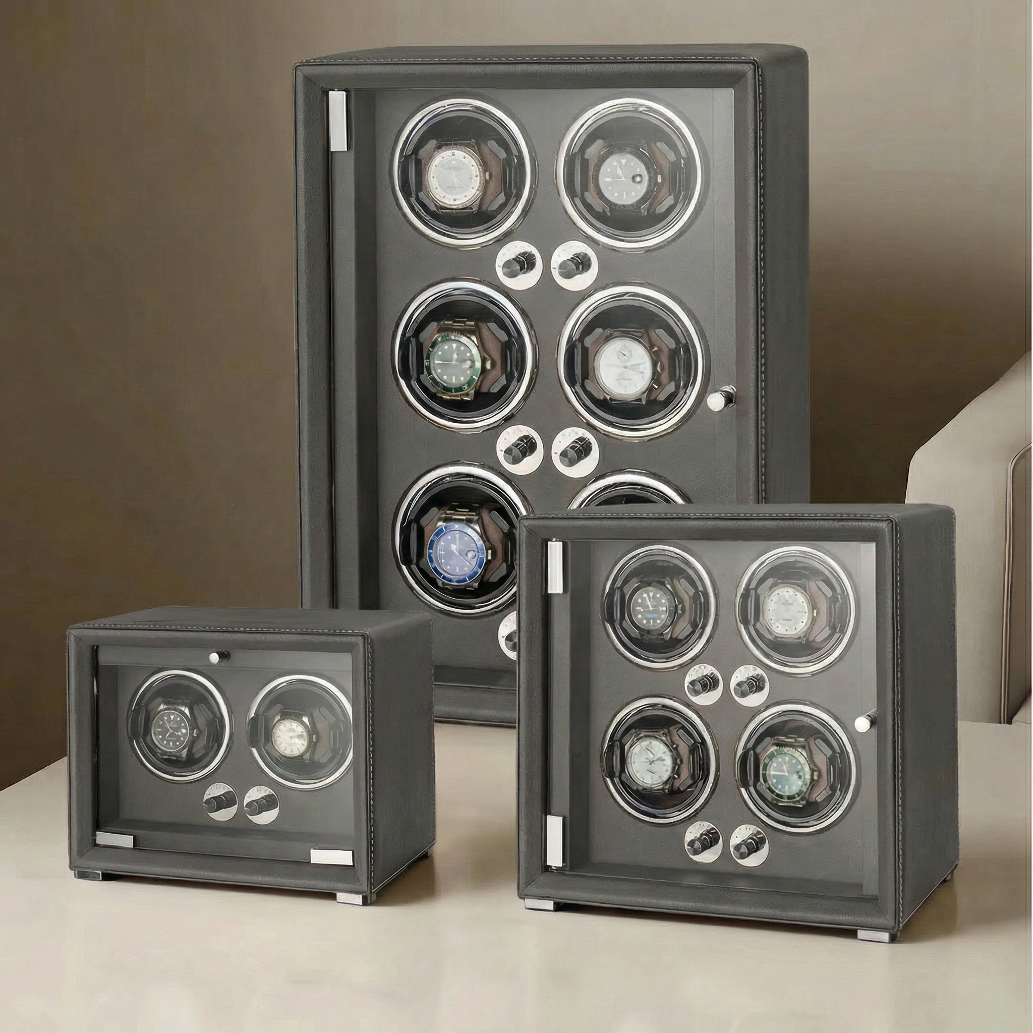 Professional Leather Series Watch Winder - Grey