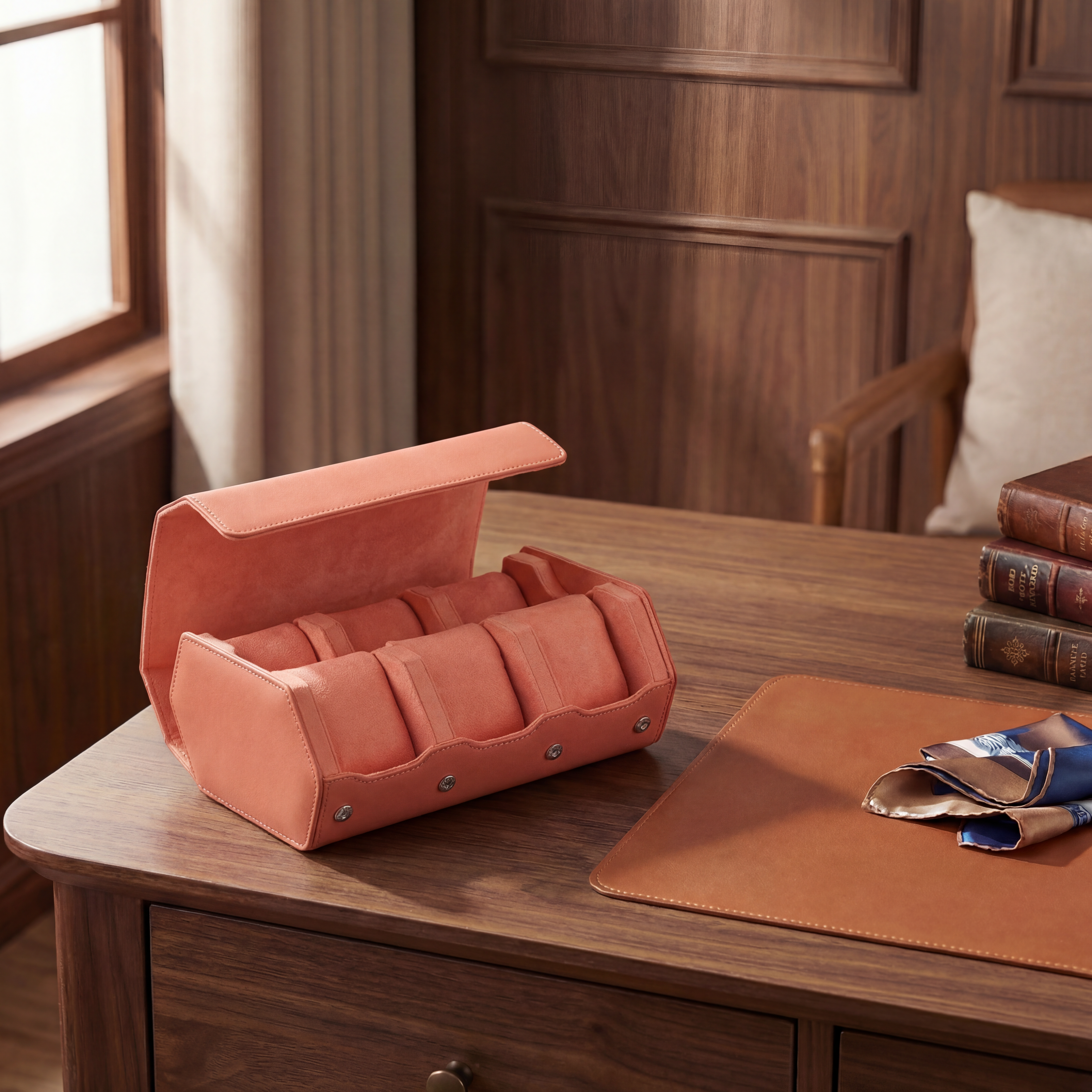Saffiano Leather Hexagon Gallery Case - Orange