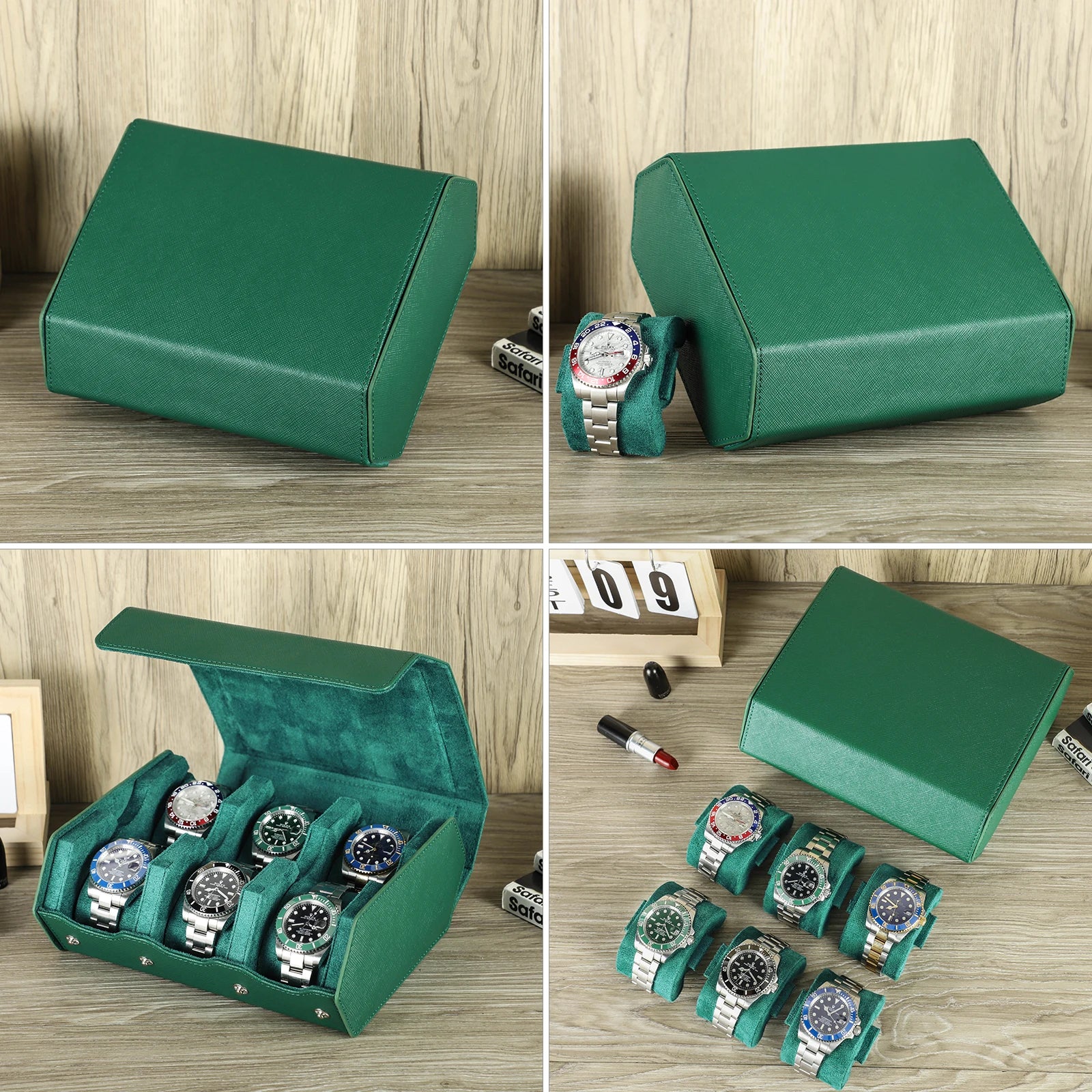 Saffiano Leather Hexagon Gallery Case - Green