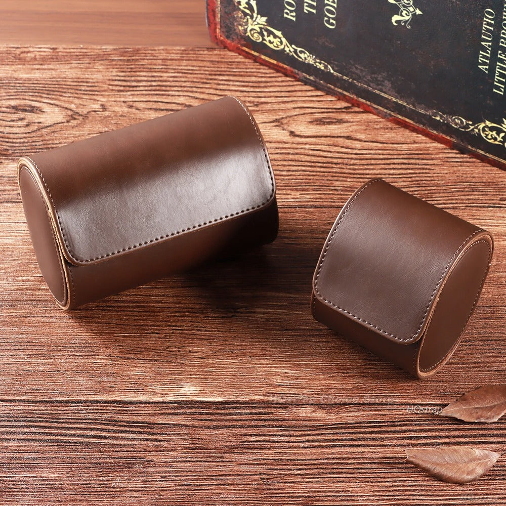 Hand-Finished Leather Travel Case - Brown