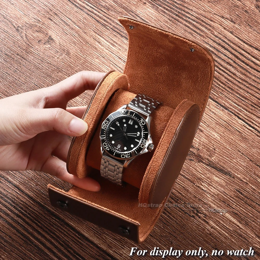 Hand-Finished Leather Travel Case - Brown