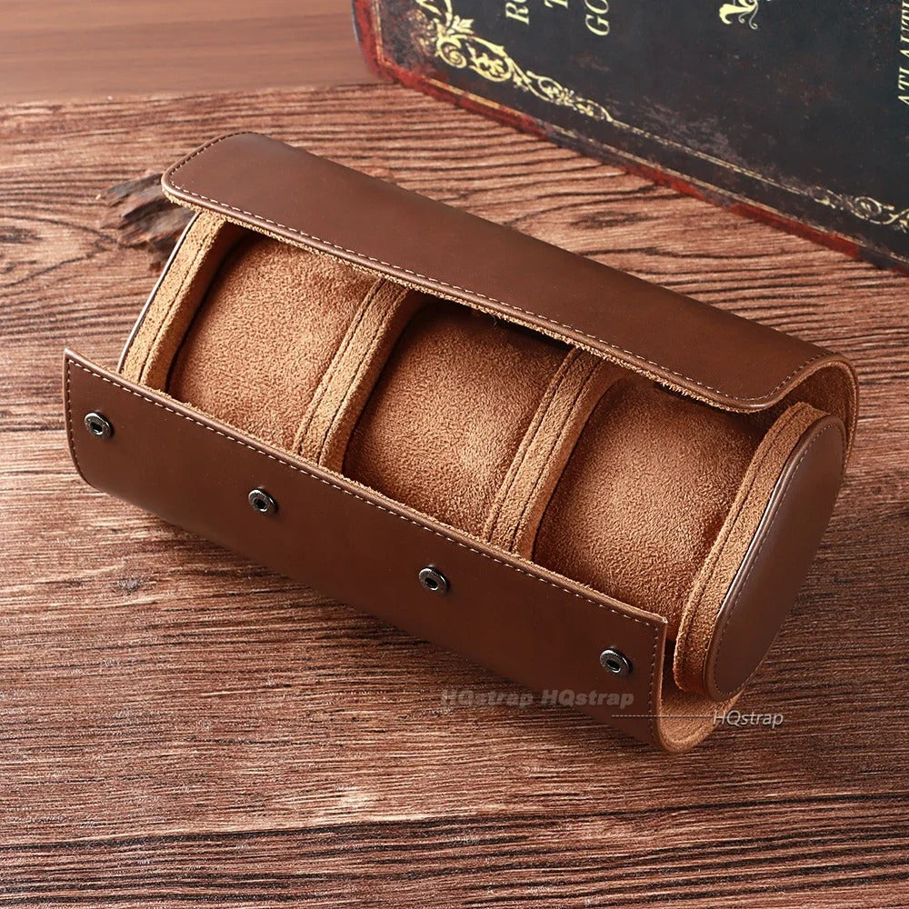Hand-Finished Leather Travel Case - Brown