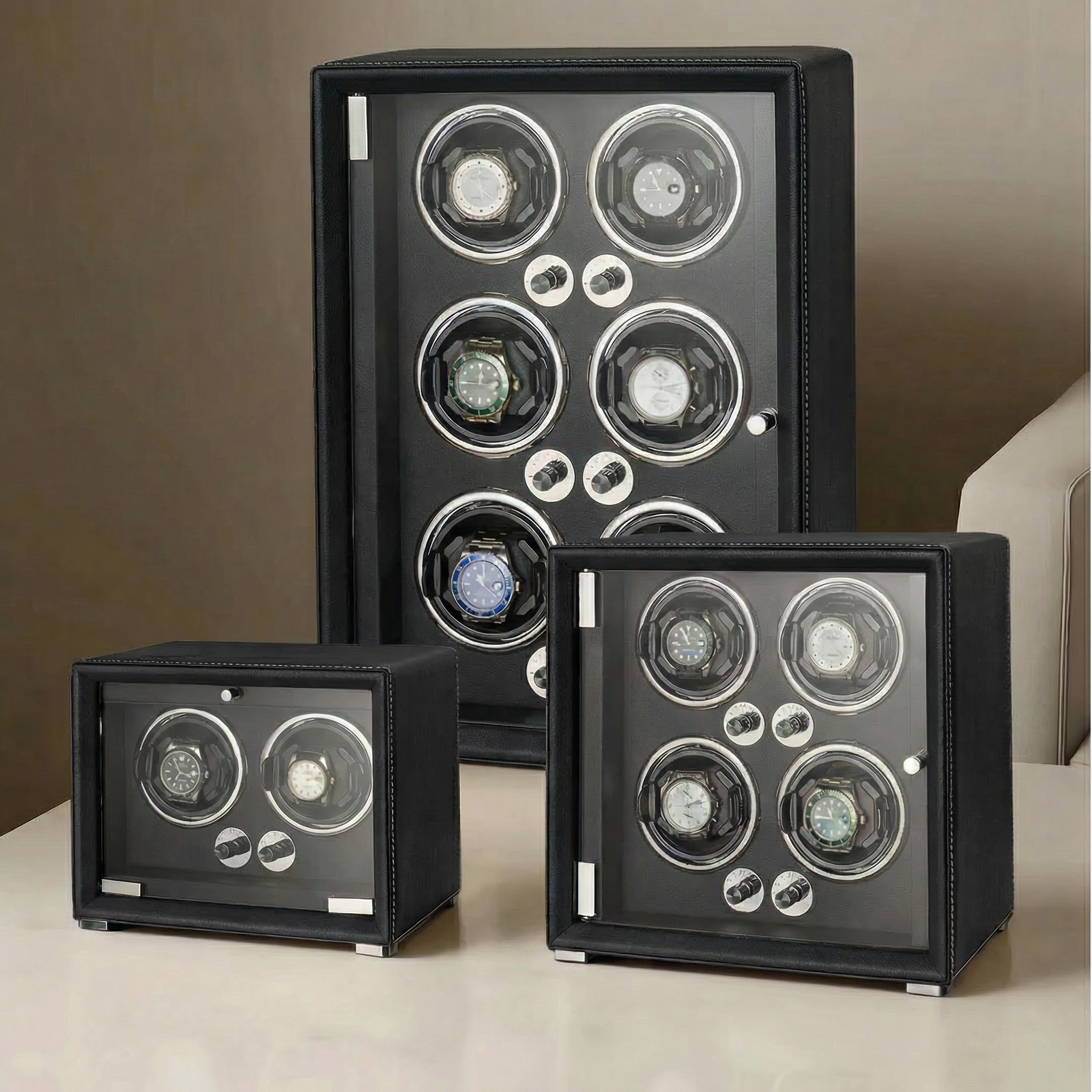 Professional Leather Series Watch Winder - Black