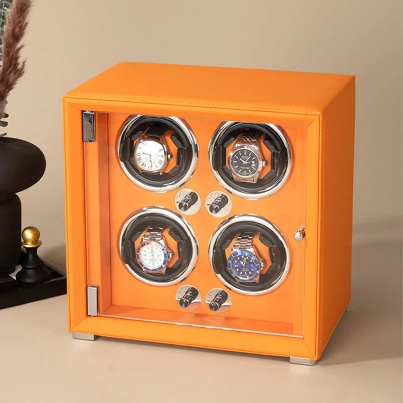 Professional Leather Series Watch Winder - Orange