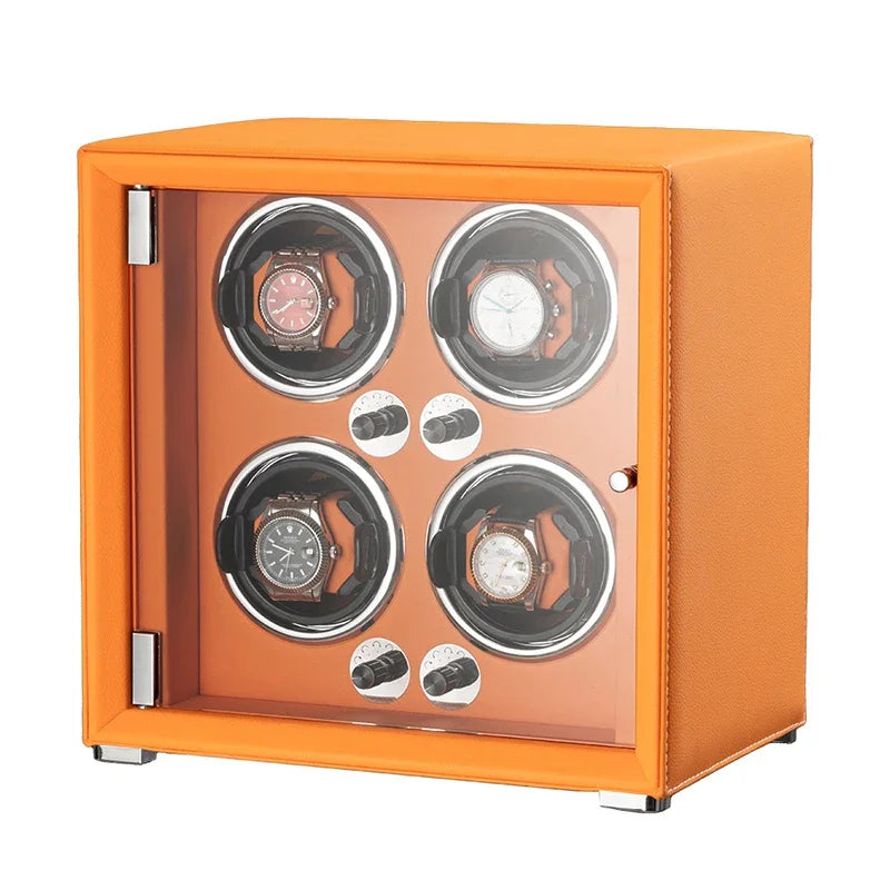 Professional Leather Series Watch Winder - Orange