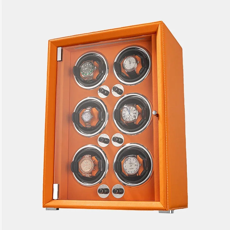 Professional Leather Series Watch Winder - Orange