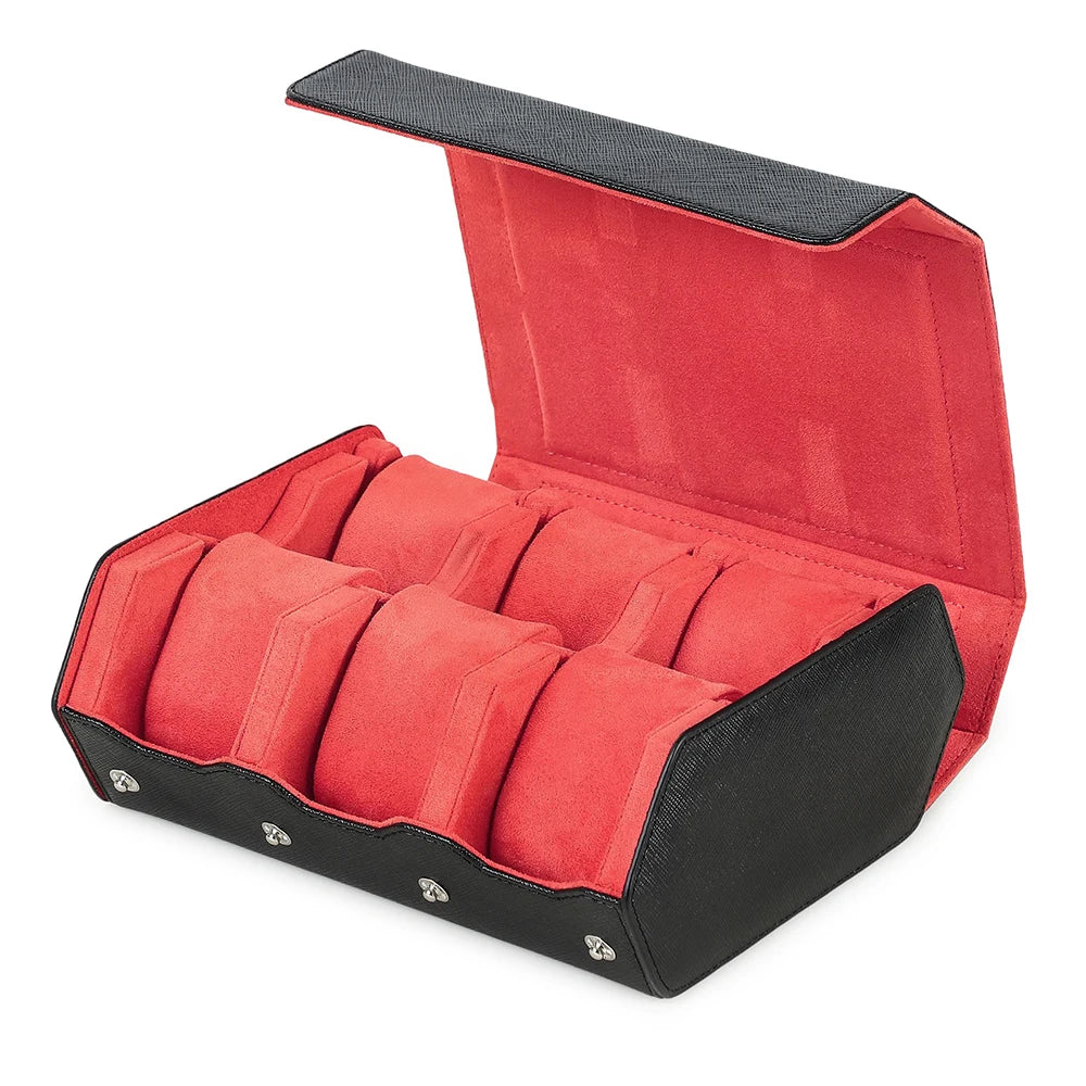 Saffiano Leather Hexagon Gallery Case - Black & Red