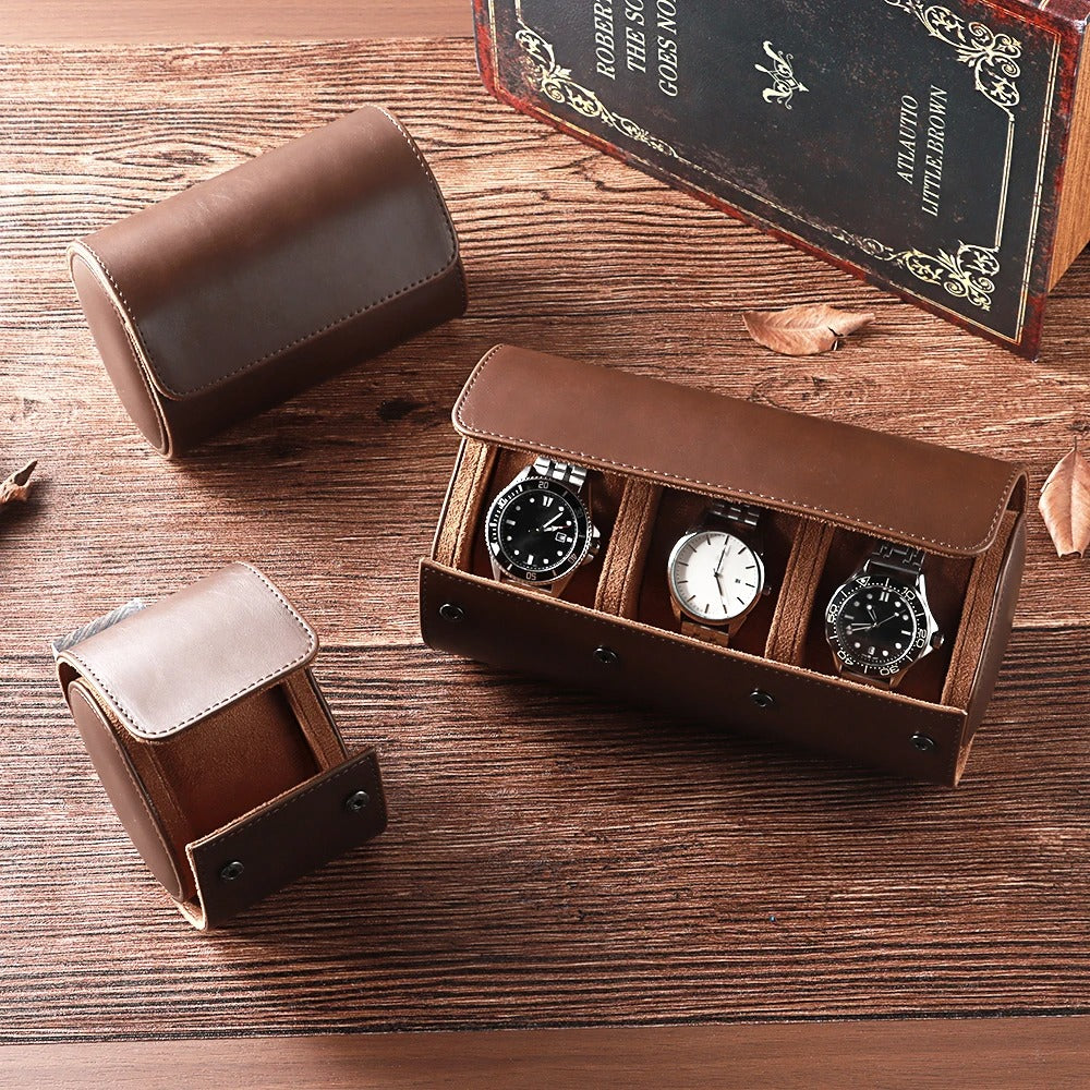 Hand-Finished Leather Travel Case - Brown