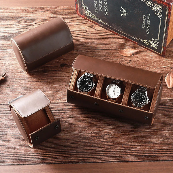 Hand-Finished Leather Travel Case - Brown