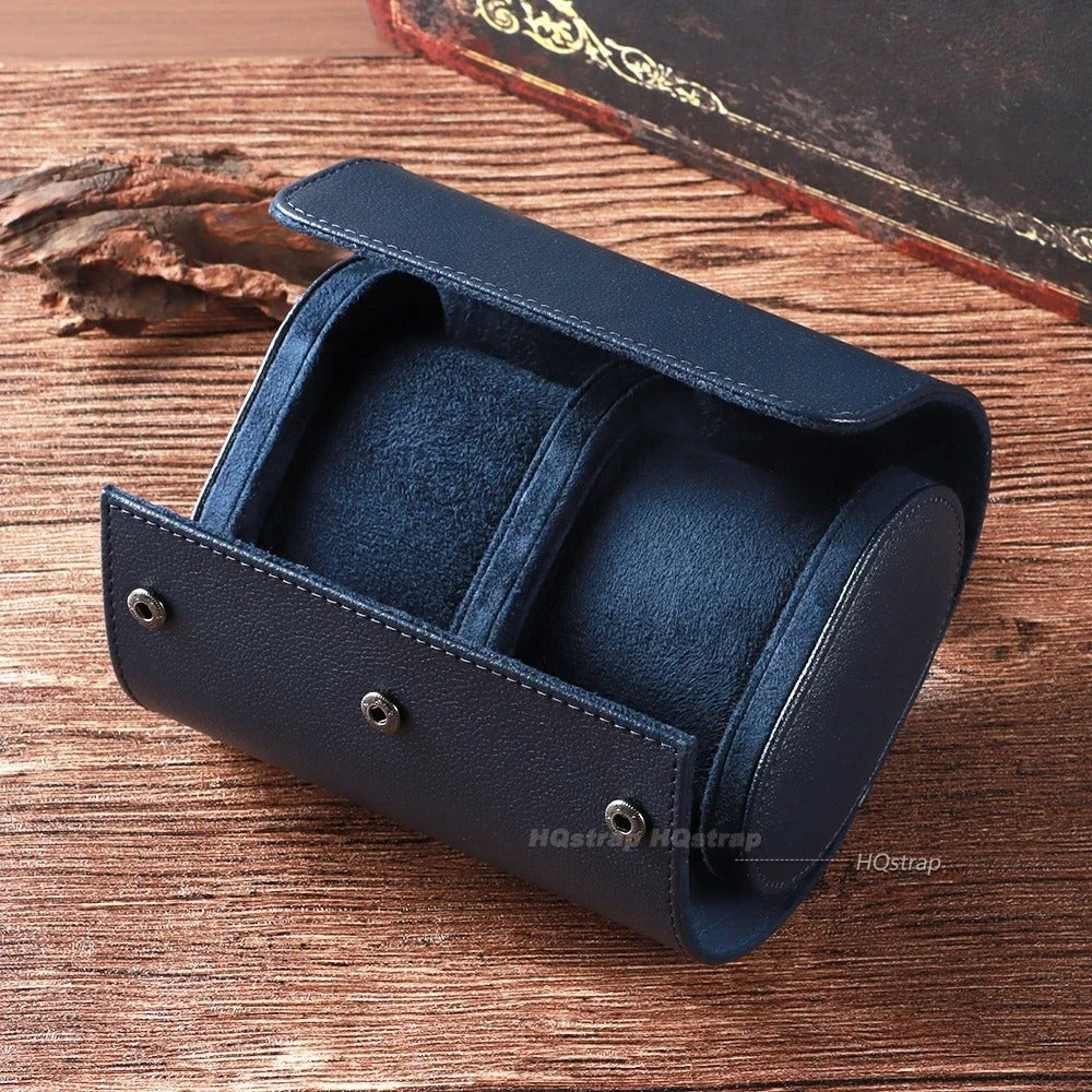 Hand-Finished Leather Travel Case - Blue