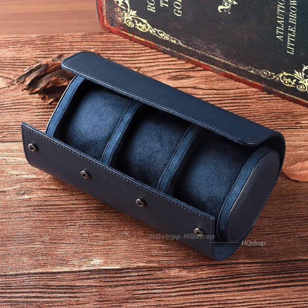 Hand-Finished Leather Travel Case - Blue