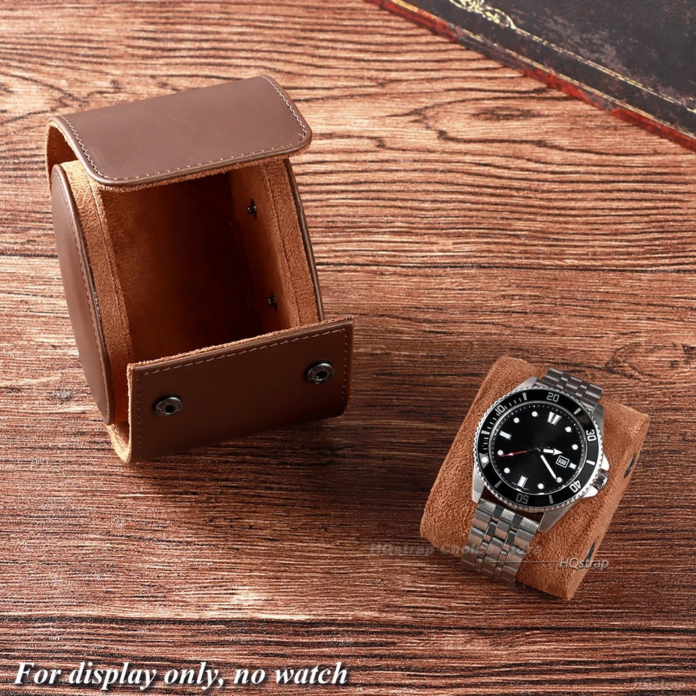 Hand-Finished Leather Travel Case - Brown
