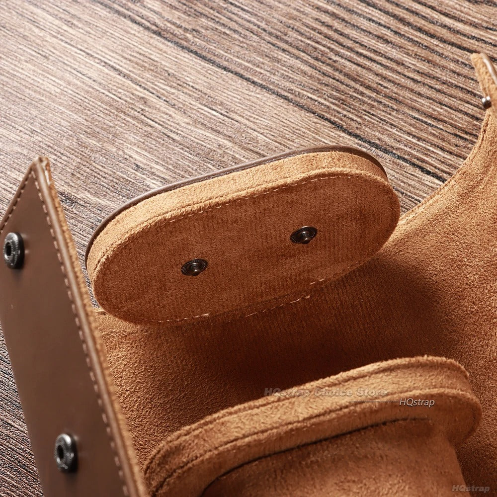 Hand-Finished Leather Travel Case - Brown