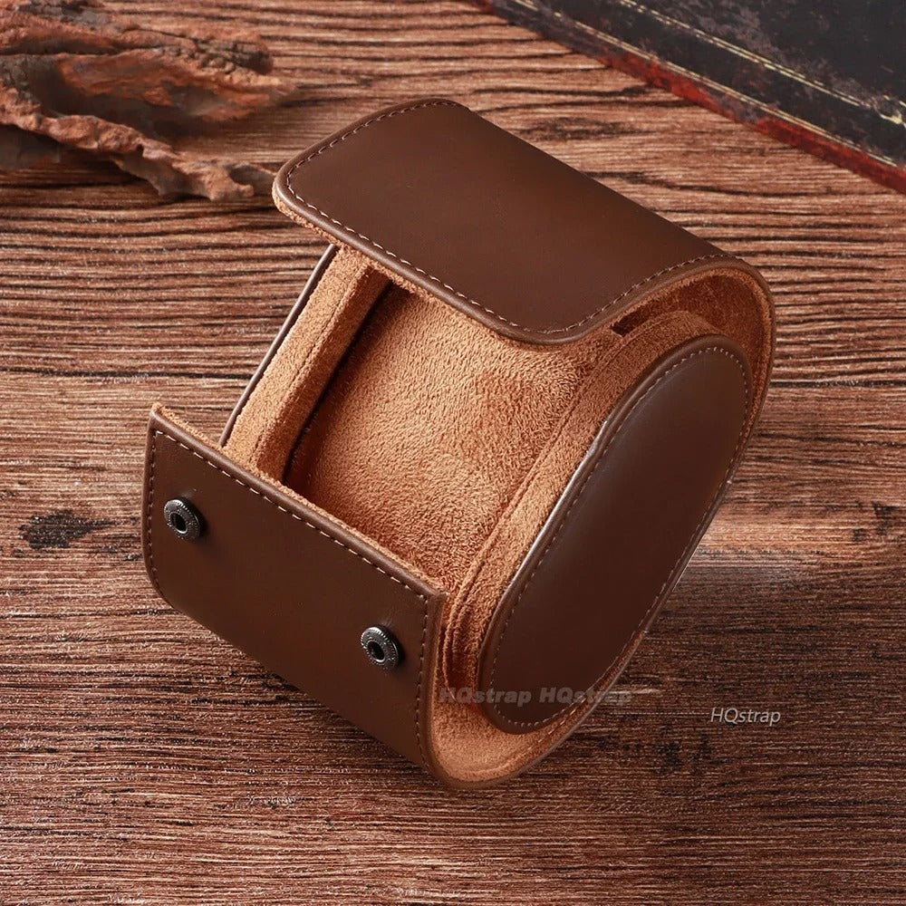 Hand-Finished Leather Travel Case - Brown