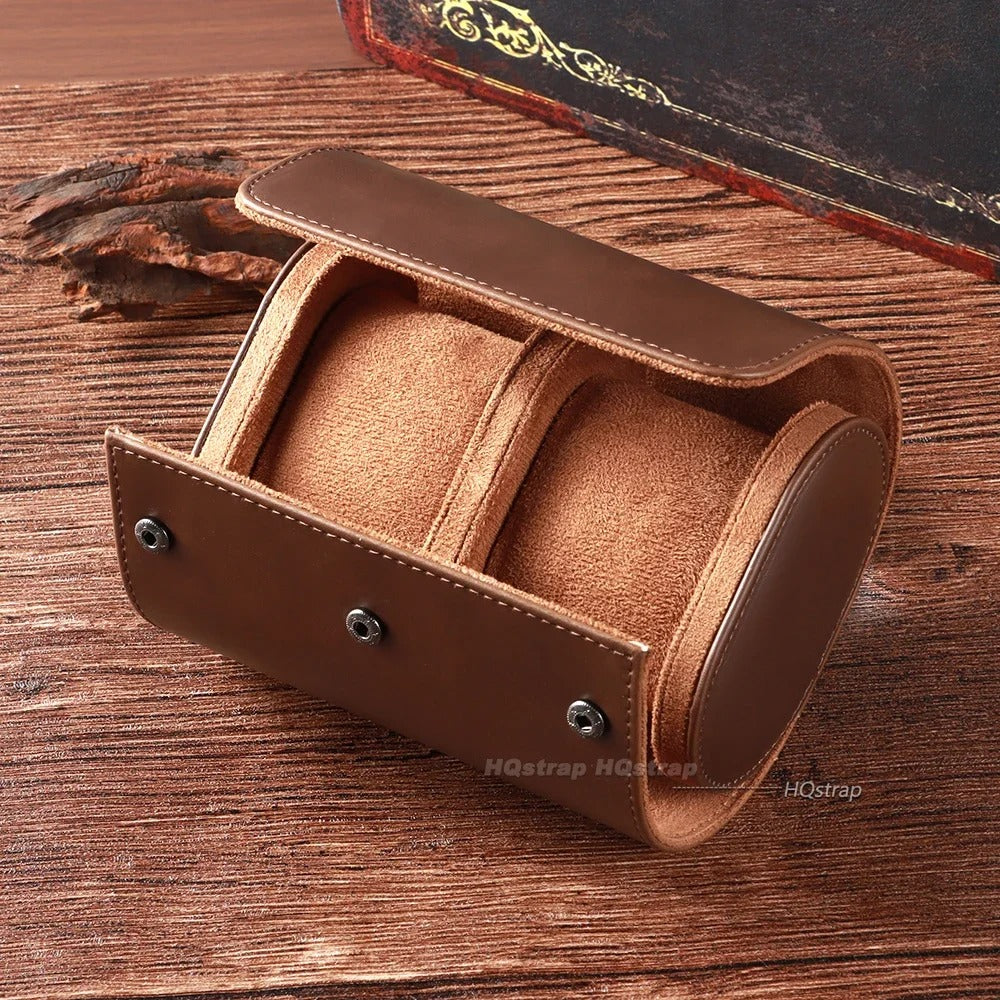 Hand-Finished Leather Travel Case - Brown